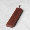 復古舊感深棕色硬挺立體植鞣真皮革筆袋