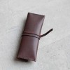 植鞣牛皮深棕色筆袋