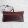 植鞣牛皮深棕色筆袋
