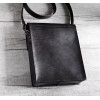 手工碳黑色植鞣牛皮側背包（大）