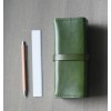 植鞣牛皮深草綠色立體筆盒眼鏡盒
