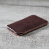 iPhone深咖啡色自然紋牛皮皮套